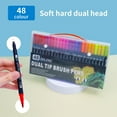 thumbnail image 6 of Large Capacity Dual Tip Watercolor Marker Pen Set | Washable Non-Staining Multicolor | Brush & Fine Tip | 12/24/36/48/60 Colors | 16cm | Portable Case | Art Sketch Paint Doodle, 6 of 8