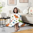thumbnail image 4 of Wearable Blanket,White Cartoon Dinosaurs Mushrooms Pattern Hooded Wearable Flannel Blanket for Adults & Teens,Winter Poncho Shawl Wrap Cape Cozy Anti-Pill,50"x60", 4 of 5