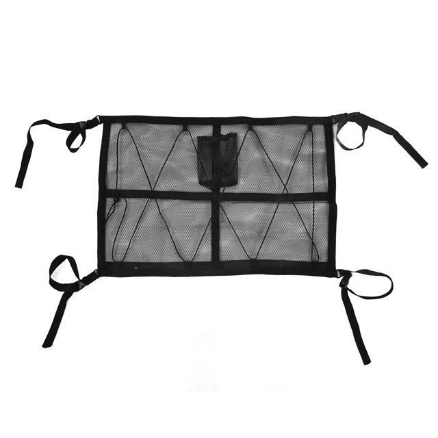 Bienvenido Bolsa de almacenamiento para techo de coche, bolsillo de malla para techo colgante elástico ajustable de poliéster para vehículo, Camping al aire libre, 78x53cm