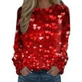 thumbnail image 1 of Bmisegm Chandail de Sport Décontracté Imprimé pour la Saint-Valentin pour Femmes, Col Rond, Manches Longues, Rouge m, 1 of 4