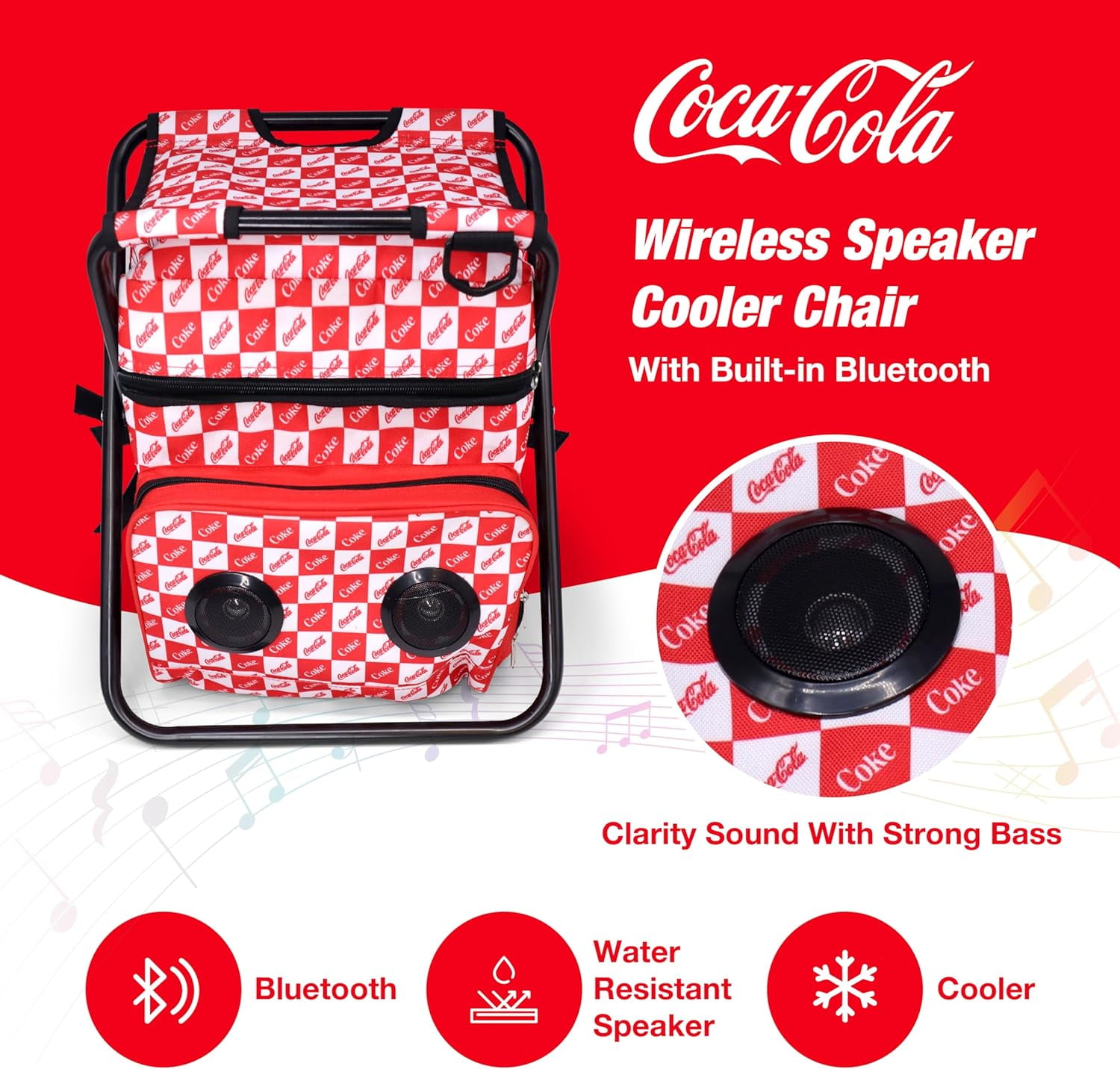 Coca-Cola 24 Can Cooler Backpack and Folding Chair with Built-In