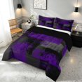 thumbnail image 3 of Manfei Ombre Grunge Queen Comforter Set, Purple Black Oil Painting Comforter Sets Queen, Black Reversible 3-Piece, 1 Comforter and 2 Pillowcases, 3 of 6
