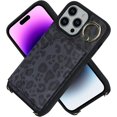 thumbnail image 3 of for iPhone 14 Pro Case with Card Holder for Women,for iPhone 14 Pro Phone Case Wallet with Strap,Credit Card Holder,Ring Stand,Crossbody Lanyard,PU Leather Phone Cases 6.1''(Black Leopard), 3 of 18