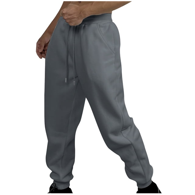 FAIWAD Men's Cargo Fleece Sweatpants Drawstring Stretch Elastic Waist Jogger Solid Color Sports Trousers