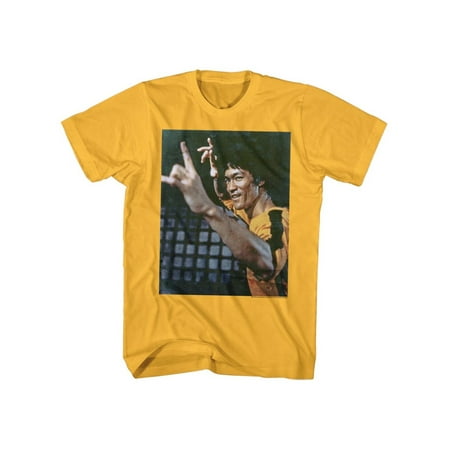Chinese Men - Bruce Lee Chinese Martial Arts Icon Yellow Shirt Adult Mens T-Shirt Tee