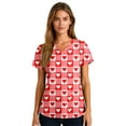 thumbnail image 4 of Dwralegc Valentines Day Tops for Women Oversized Lightweight Tops with 2 Pockets V Neck Heart Pattern Short Sleeve Nurse Workwear Stretch Deep Red XL, 4 of 5