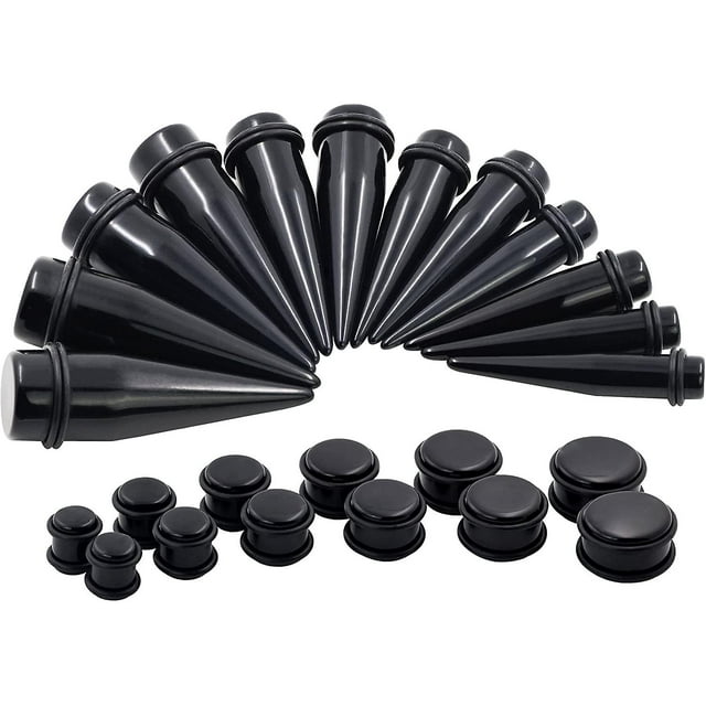 Kit de 24 piezas de calibres grandes, estiramiento de orejas, 00g-20mm, tapones cónicos acrílicos, túneles, Kits de perforación JFHHH pequeña