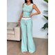 thumbnail image 5 of Conjuntos de 2 Piezas para Mujer, Conjuntos de Estar por Casa, Camisetas de Tirantes A Rayas, Pantalones de Pierna , Conjuntos de Chándal, Conjuntos Combinados Azul L, 5 of 9