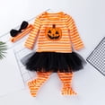thumbnail image 2 of Tfken Halloween Onesie For Girls Fall Winter Long Sleeve Pumpkin Graphic Tulle Casual Jumpsuit Daily Wear Toddler Comfortable Clothes Size 0-3 Months Orange, 2 of 9