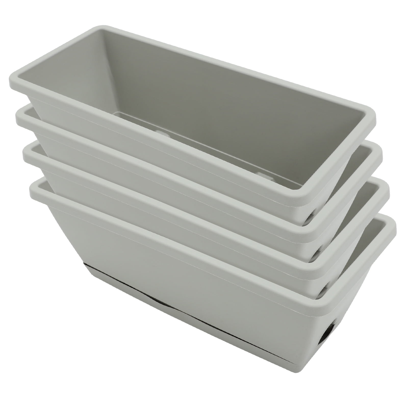 USHOBE 4Sets Portable White Window Box Planter Pot for Home Gardening and Outdoor Decoration