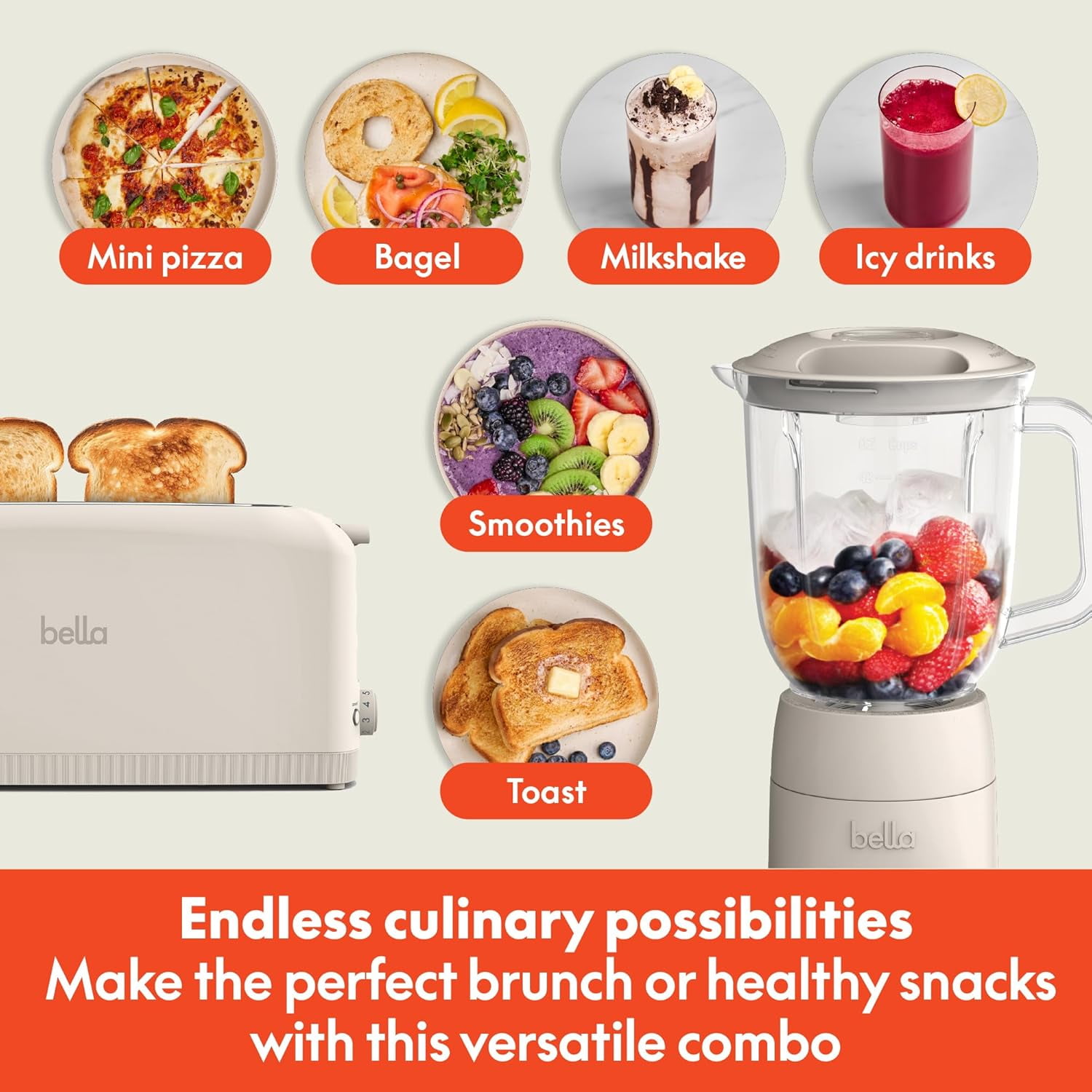 Slim 2-Slice Toaster and Flip & Store Blender Combo with 48oz Pitcher for Smoothies