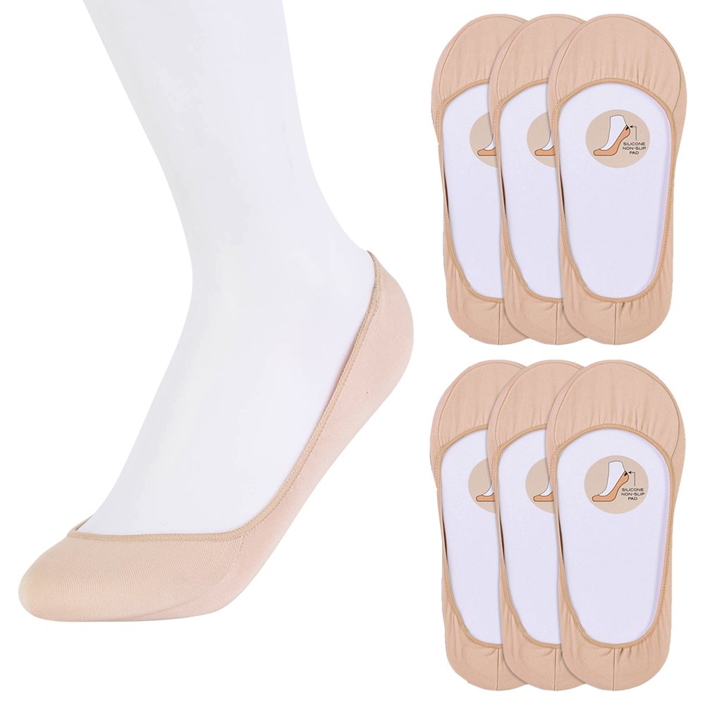 MOPAS 6 Pairs Nude Womens No Show Socks Footies