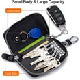 thumbnail image 3 of Genuine Leather Key Case Car Key Bag Key Pouch Portable Card Holder Keychain Wallet with 6 Hook for Men Women Coffee-colour, 3 of 6
