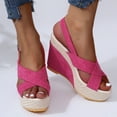 thumbnail image 5 of Lovskoo 2024 Women's Wedge Sandals Open Toe Summer Casual Dressy Ankle Strap Platform Sandals Pink, 5 of 6