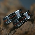 thumbnail image 7 of 8mm Wide Tungsten Steel Flat Band Ring with Meteorite Red Opal Inlay, 7 of 7