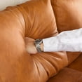 thumbnail image 5 of 85" Mid-Century Modern Cognac Tan PU Leather Sofa - Deep-Seated 3-Seater Couch with Padded Backrest and Armrests, Ideal for Living Room, Bedroom, or Office, 5 of 7