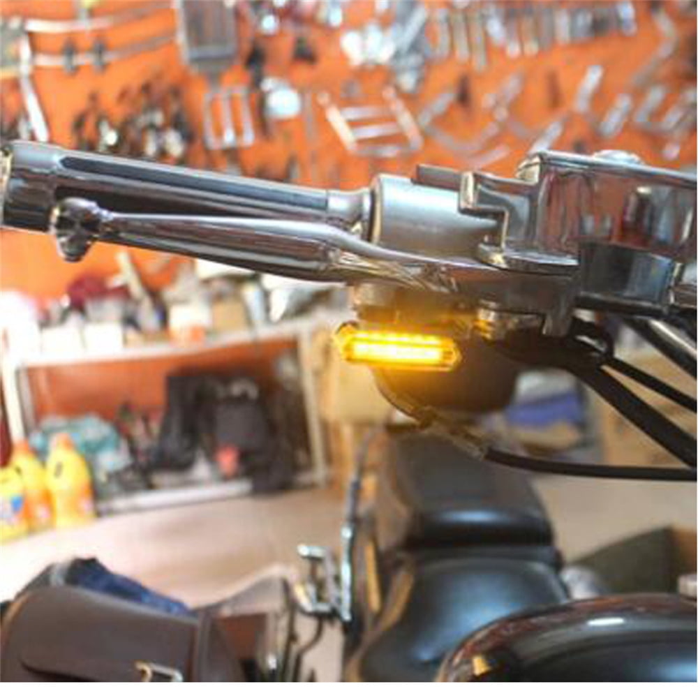 Mini LED Motorcycle Turn Signal Light, Blinker Flashing Indicator Lamp, Cafe Racer Scooter, Black