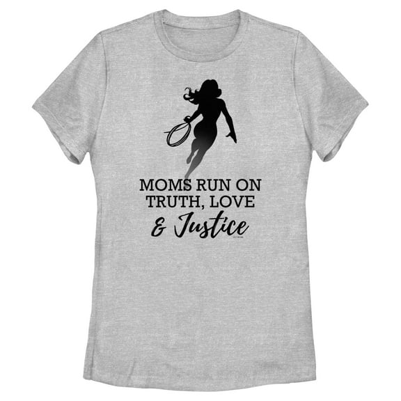 Women's Wonder Woman Moms Run On Truth, Love & Justice Graphic Tee Athletic Heather X Large