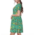 thumbnail image 2 of Easygdp Funny Animals in Jungle para Vestido Transpirable de Mujer, Vestido Suelto de Manga Corta con Pliegues y Bolsillos para el Verano, 2 of 6