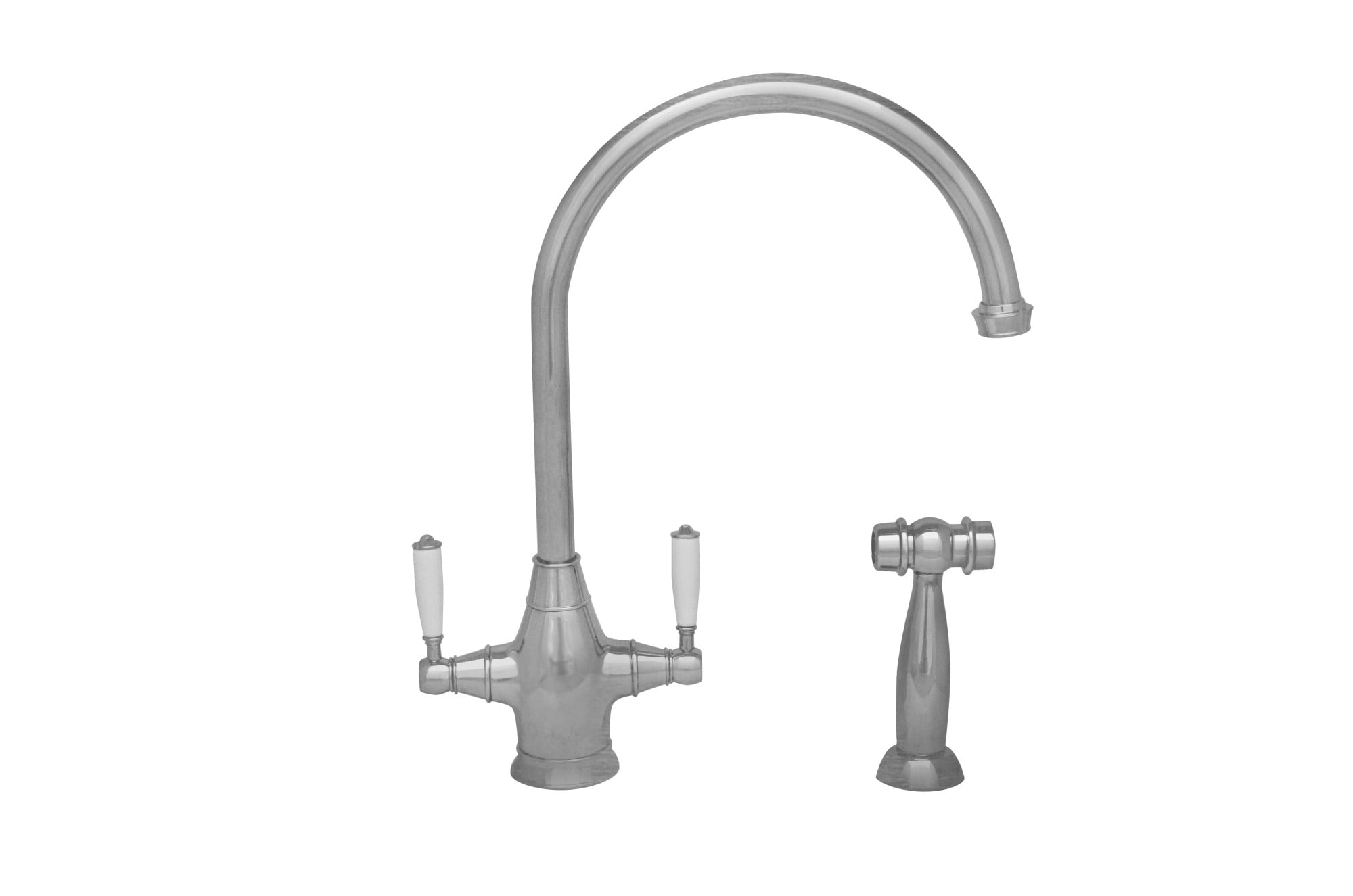 Whitehaus Whqnp 34650 Queenhaus High Arc Double Handle Kitchen Faucet With Porce