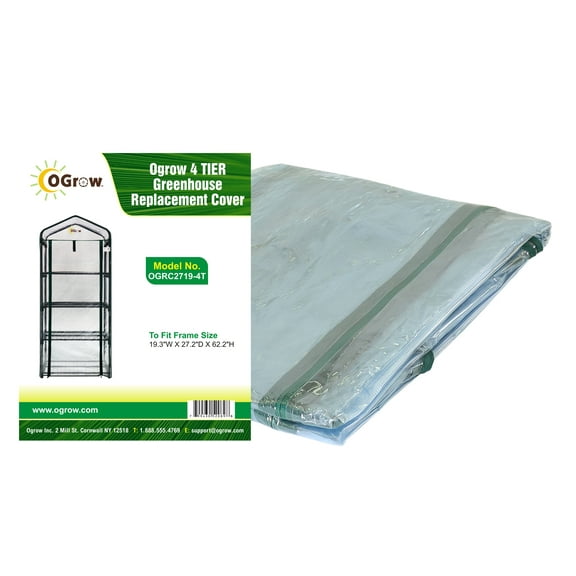 Machrus Ogrow Greenhouse Replacement Cover for Your Outdoor/Indoor 4 Tier Mini Greenhouse - Clear - Fits Frame 19"L x 27" W x 62" H