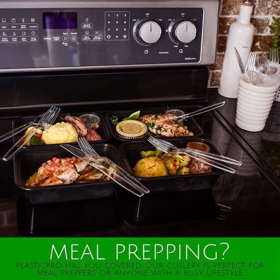 ACDANC Heavyweight Clear Plastic Forks 100 Count - Durable & Reusable