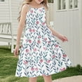thumbnail image 4 of FamilyThread Girls Floral Print Sleeveless Dresses Spaghetti Strap Summer Swing Twirly Sundress A-Line Dress For 4-14Y, 4 of 7