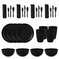 thumbnail image 1 of Nvzi 28pcs Wheat Straw Dinnerware Sets for 4 - Lightweight Unbreakable - Microwave Dishwasher Safe - Perfect for Picnic, Dorm,Camping Plates Cups and Bowls Set -Black, 1 of 5