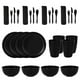 thumbnail image 1 of Nvzi 28pcs Wheat Straw Dinnerware Sets for 4 - Lightweight Unbreakable - Microwave Dishwasher Safe - Perfect for Picnic, Dorm,Camping Plates Cups and Bowls Set -Black, 1 of 5