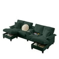 thumbnail image 2 of 120" Modular Corduroy Sectional Sofa Bed with Storage, Modern U-Shaped Design, 4-Seater, Perfect for Living Room, Apartment, or Lounge, Featuring Cup Holders for Added Convenience (Green), 2 of 11