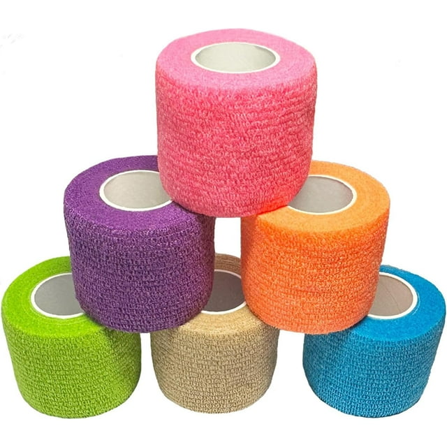 Woeilo Pansement Autocollant, 2“ x 5 Yards, Pansement Élastique, Ruban Adhésif, Lot de 6