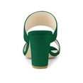 thumbnail image 2 of BLISSFUL STEP Women's Open Toe Chunky High Heel Slide Sandals Green 8, 2 of 6