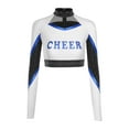 thumbnail image 3 of TiaoBug Women Girls Cheer Leader Uniform Dress Cheerleading Outfits Sparkle Long Sleeve Crop Top with Skirt Set Black&Blue L, 3 of 7