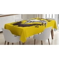 thumbnail image 1 of Ambesonne Tattoo Theme Tablecloth Rectangular Table Cover, Skull Wings Gothic Art, 60"x90", Yellow White and Black, 1 of 3