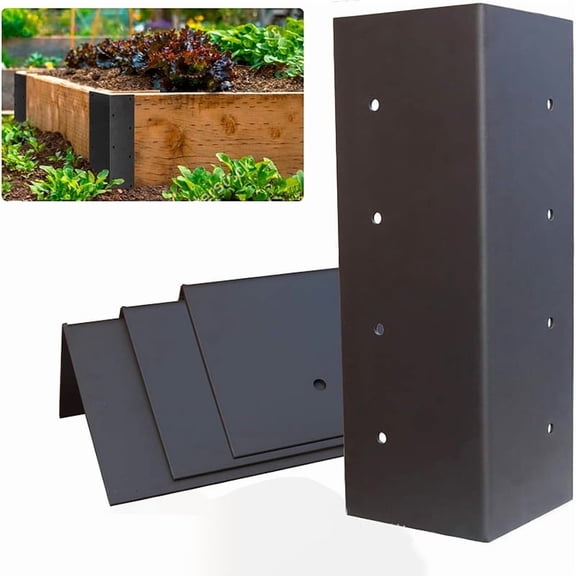 Set of 4 Raised Garden Bed Corner Brackets with Wood Screws for 20"-24" Bed, Rust Resistant Raised Bed Corners Metal Connectors 11" x 3" x 3" for Vegetable Planter Garden