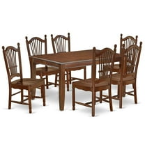 East West Furniture Dining Room Set Mahogany, DUDO7-MAH-W