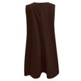 thumbnail image 4 of Women U Neck Ruched Mini Dress Sleeveless Short Summer Party Dress with Side Pockets,Brown,M, 4 of 4