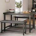 thumbnail image 1 of Dining Table Set for 4, Kitchen Table with Benches, Rectangular Dining Room Table Set with 2 Upholstered Benches, 3Pcs Dining Table Set for Small Space, Apartment, Studio, Retro Black, 1 of 7