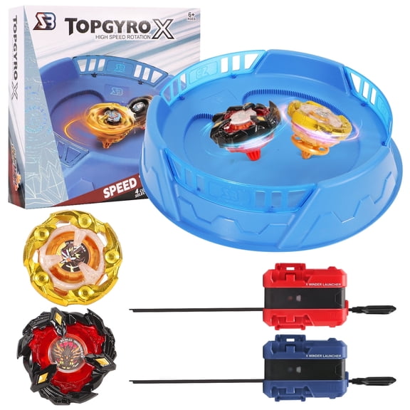 WMN Bey Battling Top Set Game Complete Battle Game Set with Stadium, 2 Battling Tops and 2 Launchers, Toys for 6 Year Old Boys & Girls & Up