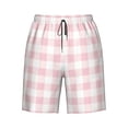 thumbnail image 6 of KLL Pink Checkboard Men's Casual Summer Beach Shorts Hawaiian Shorts with Pockets-X-Large, 6 of 6
