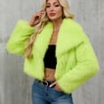 thumbnail image 5 of Womens Winter Faux Fur Coats Fleece Cropped Jacket Lapel Open Front Long Sleeve Shaggy Warm Outerwear Fall Clothes, 5 of 7