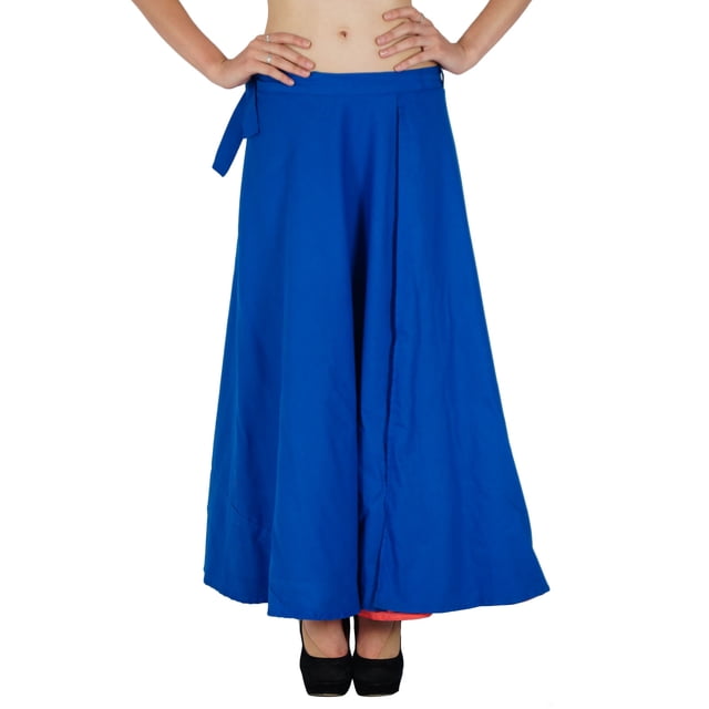 Robe Réversible Coton Uni Imprimé Phagun Nouvelle Jupe Portefeuille Taille Long Sarong