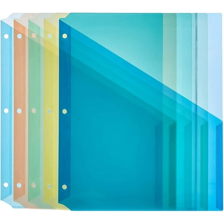 Binder Organizer Poly Jacket, 3 Hole Punch, Assorted Colors, Pack of 5 5-Pack