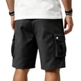 thumbnail image 4 of Homeyce Men's Long Cargo Shorts Below Knee Elastic Waist Shorts Long Blew Knee Capri Big and Tall Cargo Shorts Multi-Pocket Classic Military Summer Workout Hiking Pants,Black XL, 4 of 4