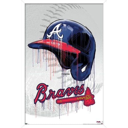 MLB Atlanta Braves – Drip Helmet 20 Wall Poster 22.375 x 34 Framed