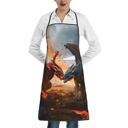 

Rocae Lava Dragon for Kitchen Aprons for Women Adjustable Cooking Kitchen Chef Apron for Men with Pockets