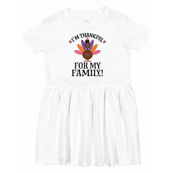 Inktastic Thanksgiving Girl Turkey Thankful for Family Girls Toddler Dress