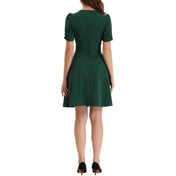 INSPIRE CHIC Mother's Day Business Dress for Women's Sweetheart Neck  Pleated Short Sleeve A-Line Sheath Dress XL Dark Green - Walmart Business  Supplies