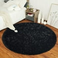thumbnail image 5 of Junovo Luxury Round Fluffy Area Rugs for Bedroom Kids Girls Room Nursery,Super Soft Circle Rug,Cute Shaggy Carpet For Living Room,6'x6',Black, 5 of 7