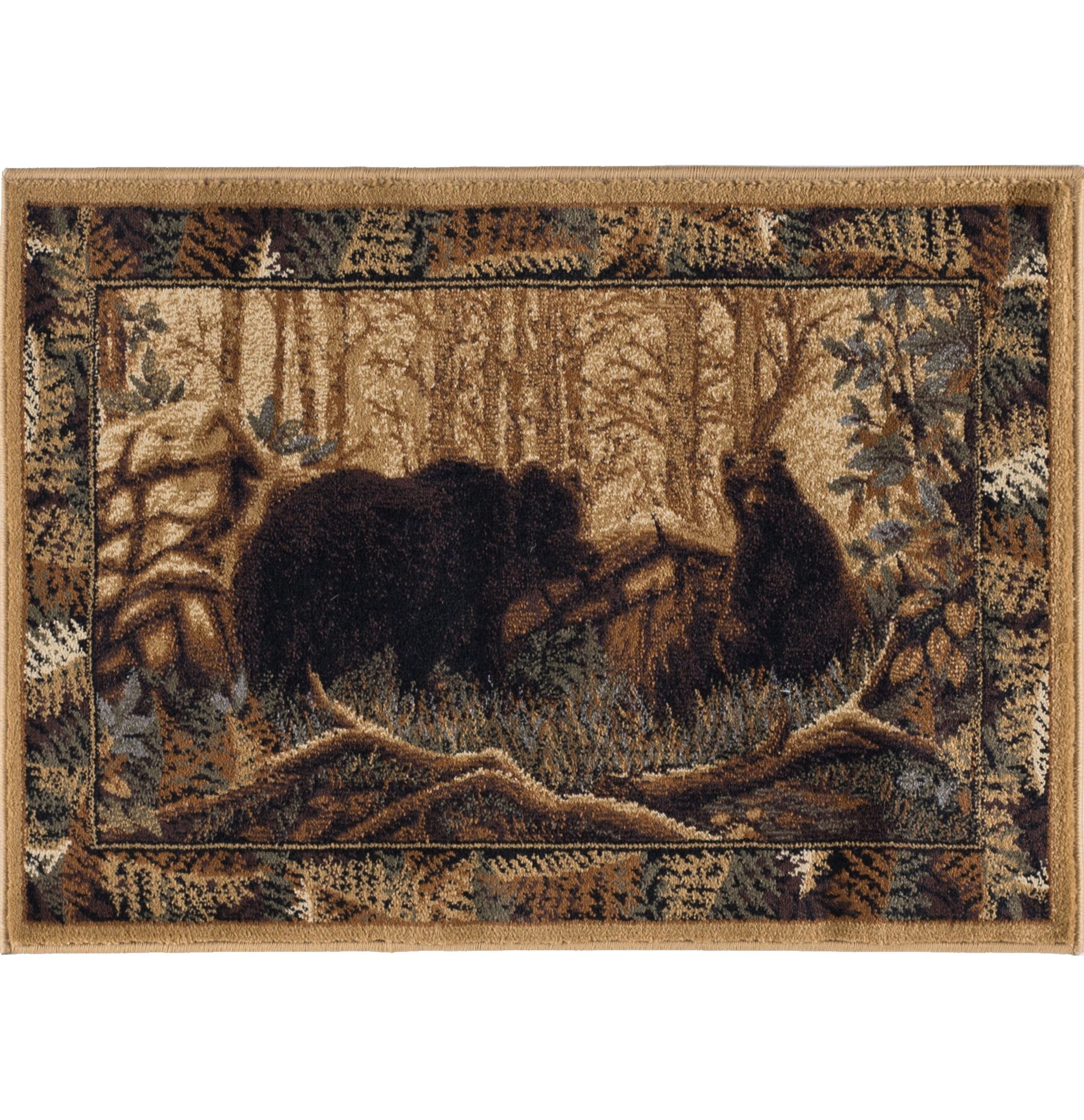 Novelty Lodge 2'x3' Rectangle Beige and Black Polypropylene Indoor Area Rug